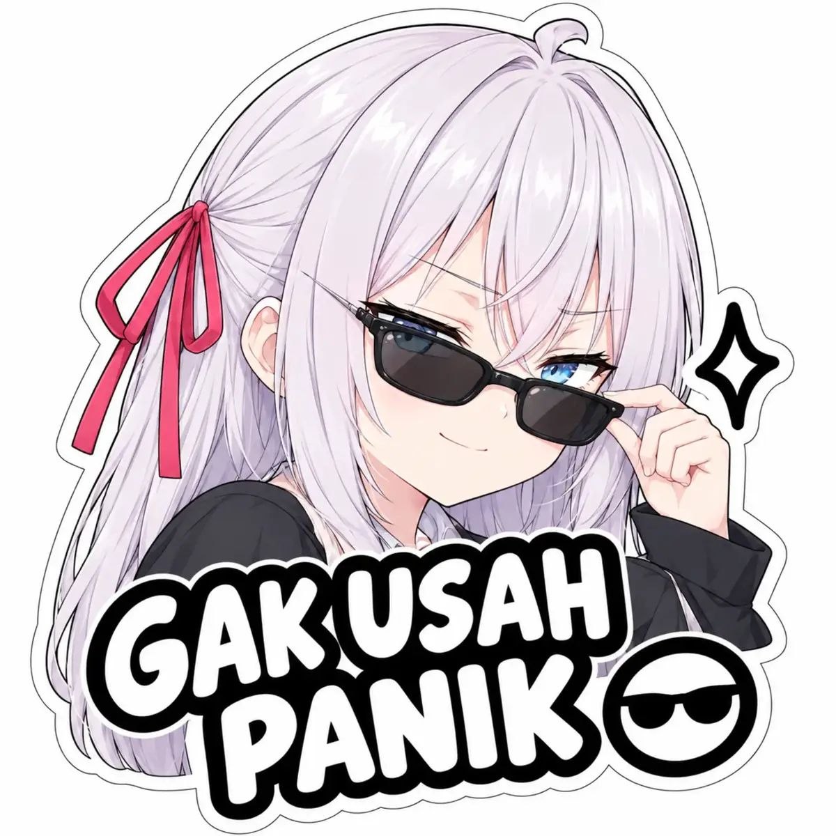 Stiker karakter dengan tulisan Gak usah panik